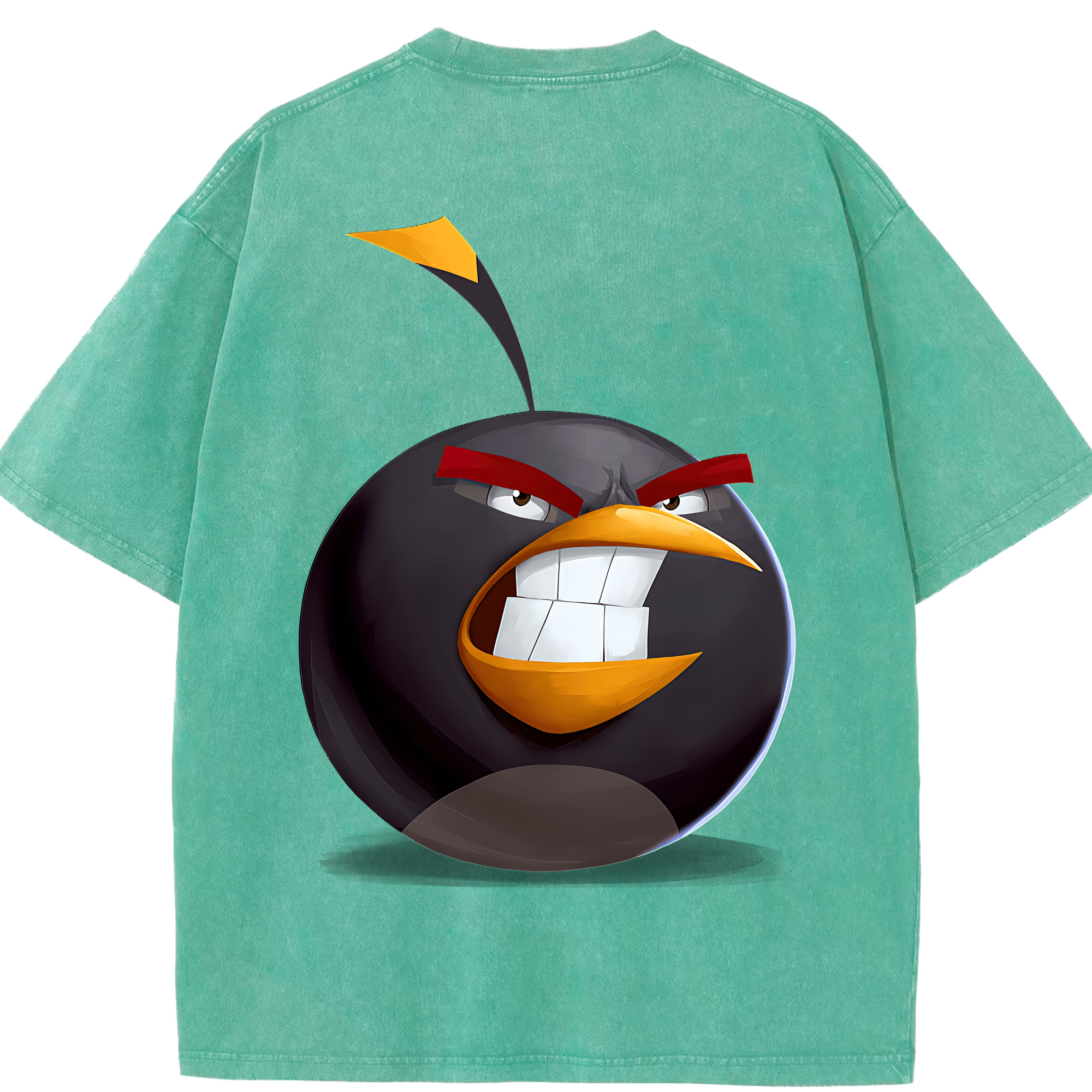 （画像用） Angry Birds アングリーバード 綿100% ヴィンテージ風 半袖Tシャツ（背面プリント）
